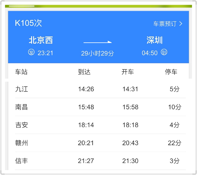 K1150次列车最新时刻表